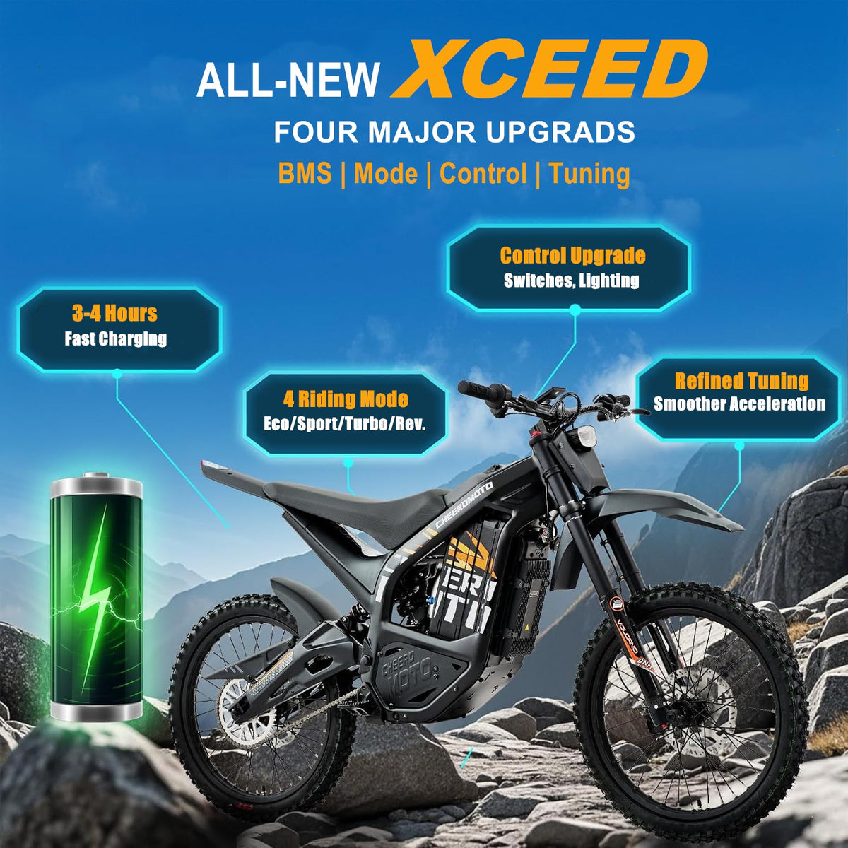 Cheerdmoto Performance Electric Dirt Bike - XCEED | 85Km/h(53MPH) Top Speed